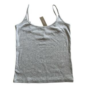 J Crew Fine Rib Scoop Cami Tank Top Light Gray Size M NWT
